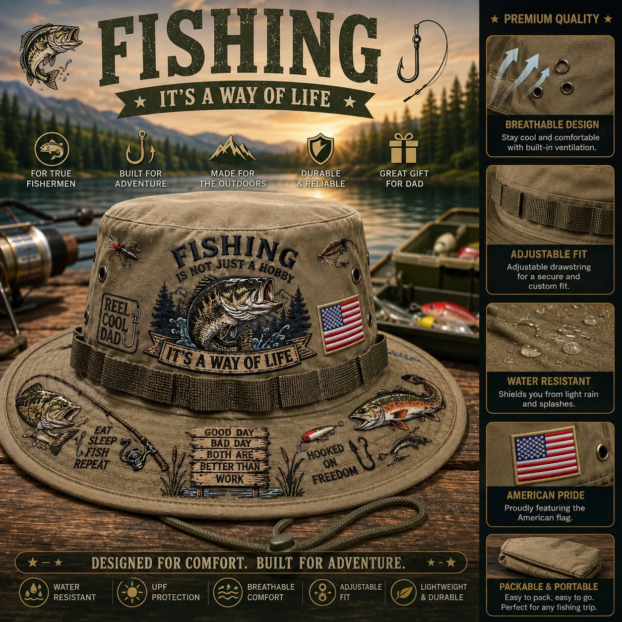 Last Day Promo: 49% OFF 🎣 Fishing Is a Way of Life Boonie Hat