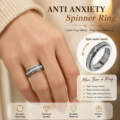 2026 Hot sale🔥Anxiety Rings Titanium Steel Spinner Fidget Band Rings