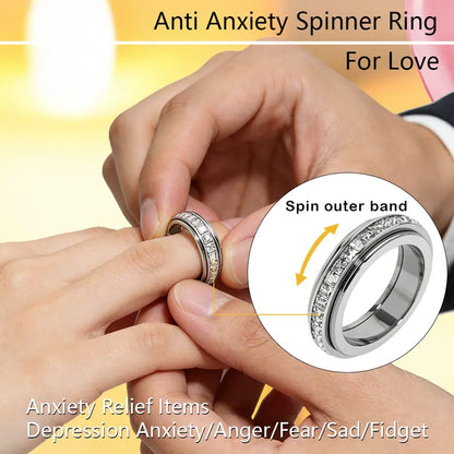 2026 Hot sale🔥Anxiety Rings Titanium Steel Spinner Fidget Band Rings